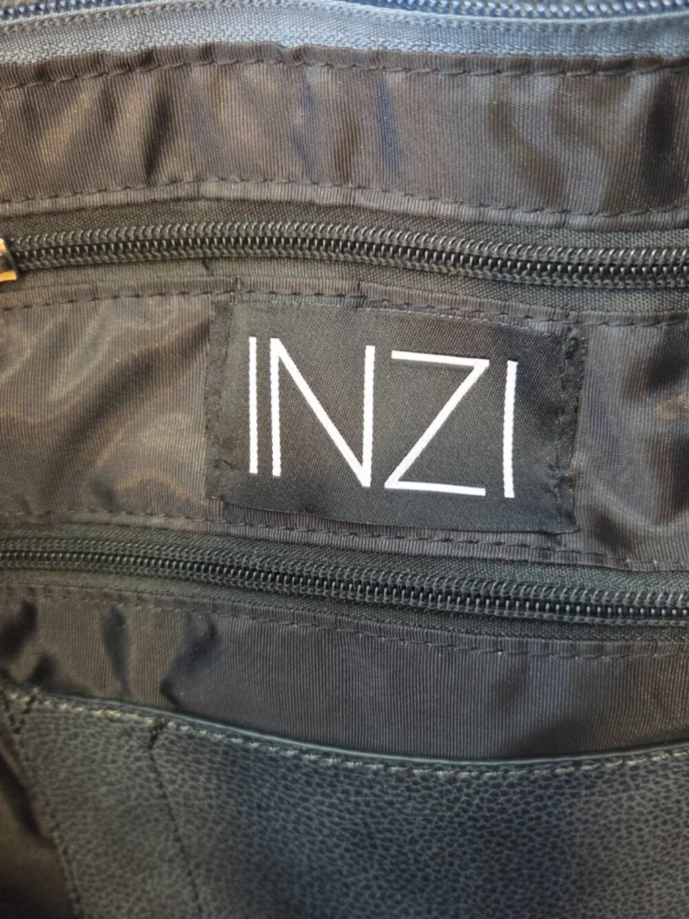 INZI Gray Vegan Leather Structured Briefcase Tote | Minimalist Work Laptop Bag